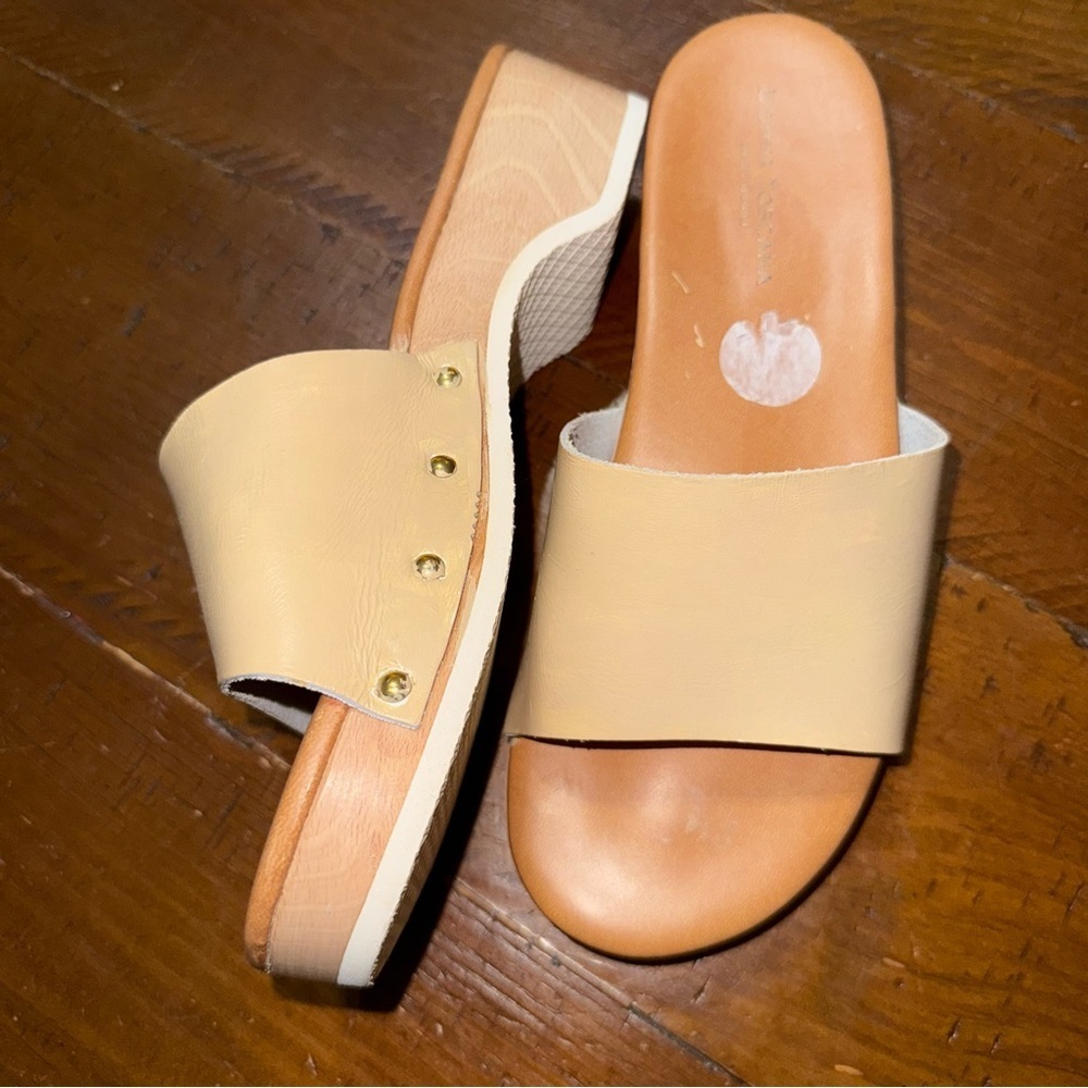 Donna Toscana Tan Slides/Heel leather upper size 7.5 made in Italy - Picture 4 of 12